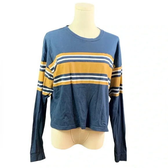 Justify‎ Navy & Yellow Long Sleeve Crop Top (Size XL) - Picture 1 of 2